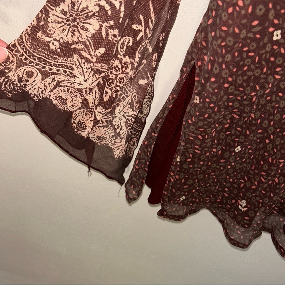 New York & Company VTG Burgundy silk boho whismigoth paisley Floral Blouse - Picture 4 of 4